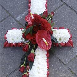 Based - Massed Floral Cross Funeral Tribute