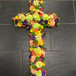 Mixed Flower Floral Cross Funeral Tribute