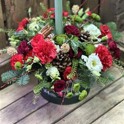 Cosy Nights Christmas Hat Box Arrangement Festive Flowers in Cornwall