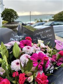 Delivering a bouquet to Carbis Bay Hotel.