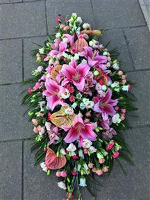 Sympathy funeral flowers Cornwall casket spray Penzance
