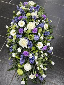 Sympathy funeral flowers Cornwall casket spray Helston