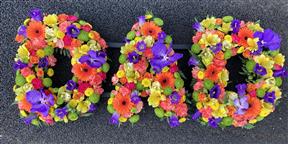 mixed flower Letter Name floral funeral tribute Cornwall