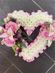 pink open heart funeral tribute florist hayle